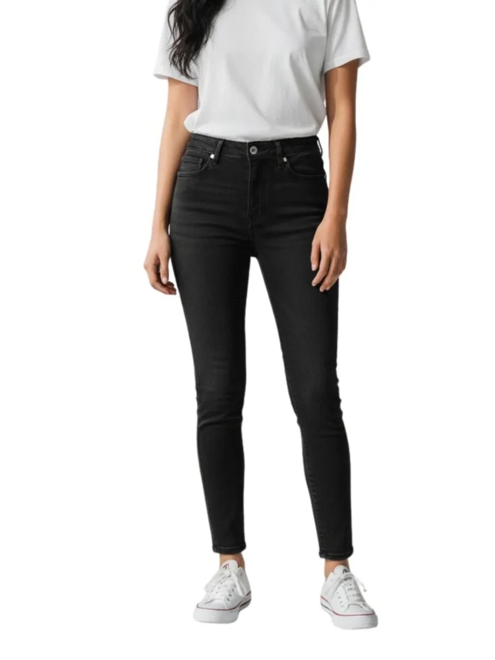 Paige 31 Black Skyline Skinny Mid Rise Ankle Stretch 5-Pocket Denim Jeans